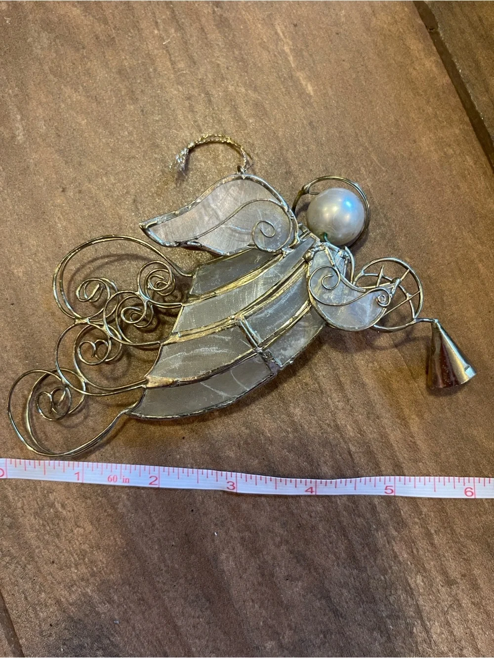 Gold & white Angel with Pearl Accent